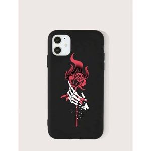 Flaming Red Rose Skeleton iPhone 12 Pro Max Case🌹